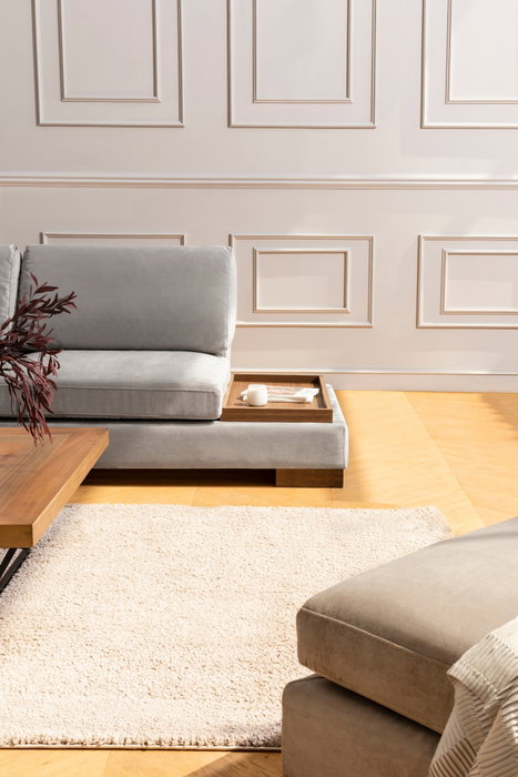 Atelier Del Sofa Sofá Esquinero Izquierdo con Puf - Gris Claro